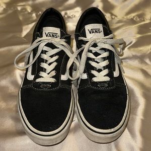 EUC Vans Classic Old Skool Black Suede & Canvas Unisex Kids Shoes Size 5